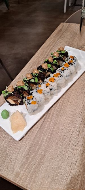 Mighty Mushroom Roll and Philadelphia Roll at Beyond Sushi in New York City
