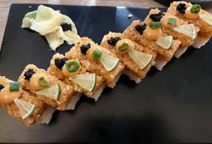 Spicy salmon roll  at Beyond Sushi in New York City