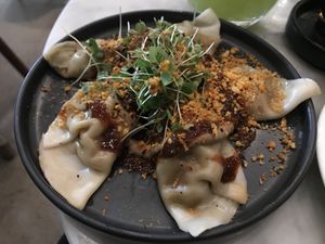 Mushroom dumplings  at Beyond Sushi in New York City
