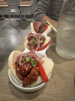 Spicy ‘chickn’ Bao buns - amazing!  at Beyond Sushi in New York City