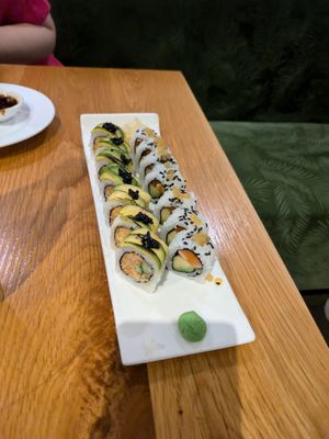 Charred Avocado (left) "Salmon” Avocado (right) at Beyond Sushi in New York City