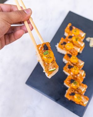 Oshizushi Spicy Salmon at Beyond Sushi in New York City