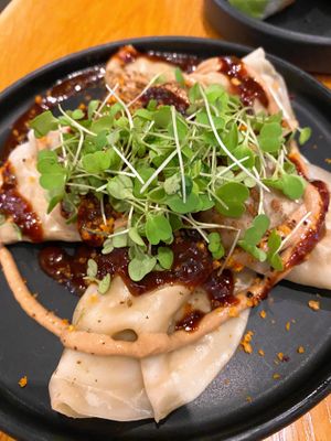 Mushroom dumplings   at Beyond Sushi in New York City