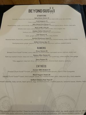 Menu  at Beyond Sushi in New York City