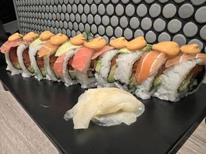Vegan salmon and tuna sushi  at Beyond Sushi in New York City