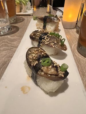 Aubergine sushi  at Beyond Sushi in New York City