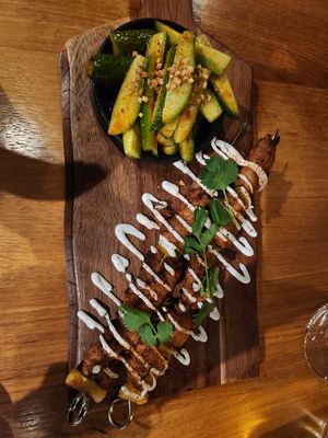 Chicken yakitori skewers at Beyond Sushi in New York City