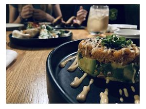Spicy salmon tartare   at Beyond Sushi in New York City