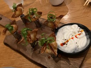 Crab rangoons at Beyond Sushi in New York City