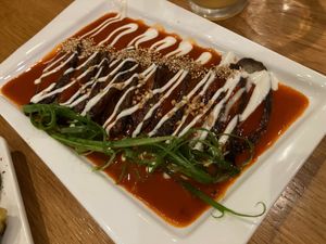 Spicy eggplant at Beyond Sushi in New York City