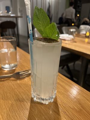 House made mint soda  at Beyond Sushi in New York City