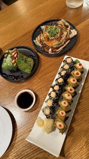 Nutty Buddy, Mushroom Dumplings, Sweet Tree and Spicy Mang  at Beyond Sushi in New York City