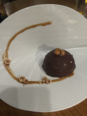 Hazelnut chocolate dome cake   at Beyond Sushi in New York City
