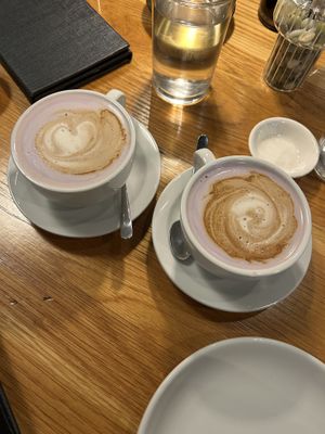 Ube latte at Beyond Sushi in New York City