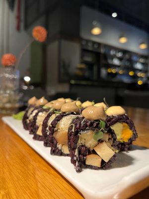 mighty mushroom roll and sweet tree roll at Beyond Sushi in New York City