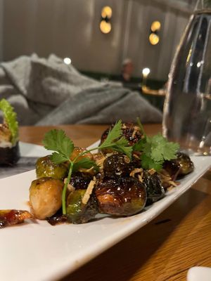 charred brussels at Beyond Sushi in New York City