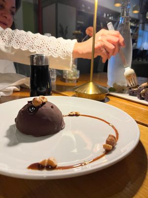 chocolate hazelnut dome at Beyond Sushi in New York City