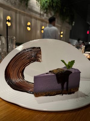 ube cheesecake at Beyond Sushi in New York City