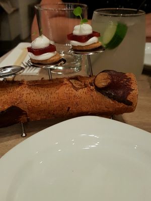 an amuse-bouche, provided free before the meal at Beyond Sushi in New York City