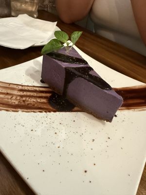 Ube cheesecake   at Beyond Sushi in New York City