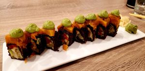 Black rice, avocado, sun dried tomatoes,  butternut squash and almond pesto. Yum. at Beyond Sushi in New York City
