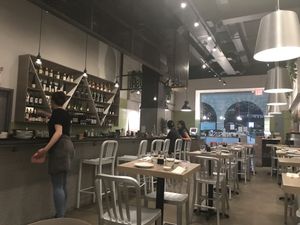 Small but comfy tables at Beyond Sushi in New York City