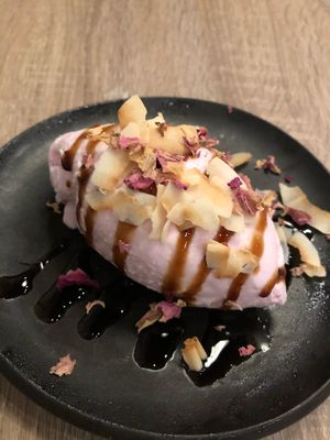 Coconut rose ice cream  at Beyond Sushi in New York City
