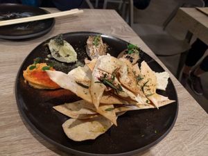 Cashew paté assortment at Beyond Sushi in New York City