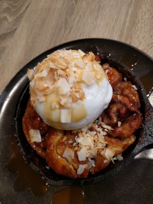 Cinnamon Rolls with coconut ice cream - the best dessert ever at Beyond Sushi in New York City