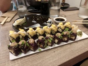 Chickpea in the back and mushroom in the front. So good!  at Beyond Sushi in New York City