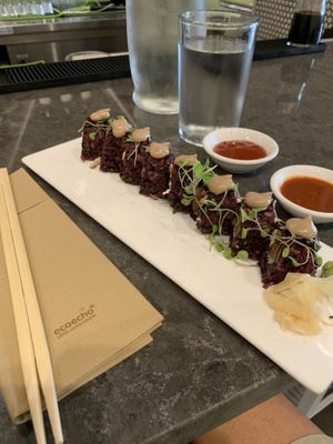 Mushroom sushi, very good! at Beyond Sushi in New York City