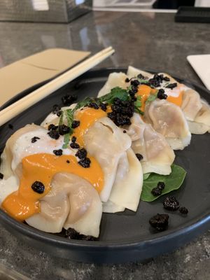 Jackfruit dumplings. Delicious!! at Beyond Sushi in New York City