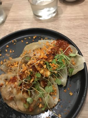 Chilli dumplings  at Beyond Sushi in New York City
