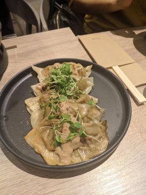 mushroom dumplings at Beyond Sushi in New York City