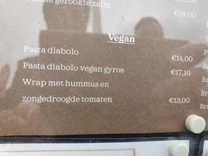 menu 2020: doesn't some vegan options, but not very exciting at Grand Café Industrie in Leuven