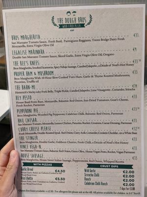 Only two vegan pizzas: Marinara (without cheese) and Vince Vega-n at The Dough Bros in Galway