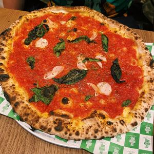 Marinara pizza (supposed to not have cheese, still amazing!)  at The Dough Bros in Galway