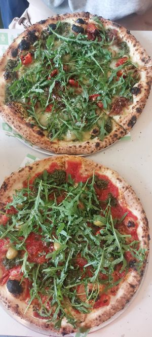 Vegan hey pesto and vince vega-n pizza at The Dough Bros in Galway
