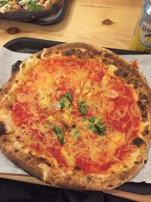 Marinara pizza with vegan cheese at The Dough Bros in Galway