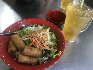 Bun cha gio and tra da - so delicious!! at Chi Cu in Ho Chi Minh City