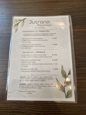 menue   at Bistro Maha in Ljubljana