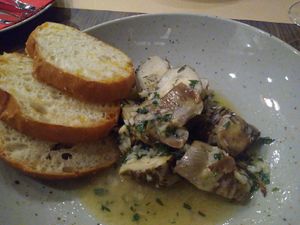 Artichokes with lots of garlic and toasted bread at Bistro Maha in Ljubljana