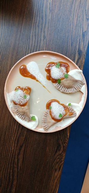Traditional bucwheat ravioli at Bistro Maha in Ljubljana