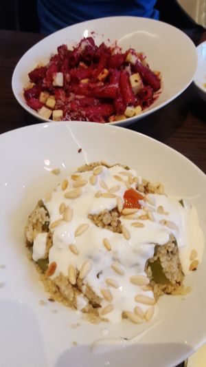 kus kus with vegatables and soya yogurt dressing at Bistro Maha in Ljubljana