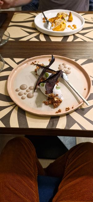 Banana pana cotta style mouse. Zero waste, and all of the banana is used. at Bistro Maha in Ljubljana