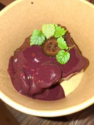 Sweet potato brownie at Bistro Maha in Ljubljana