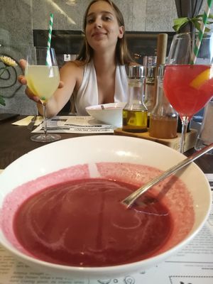 beet soup with chilly at Bistro Maha in Ljubljana