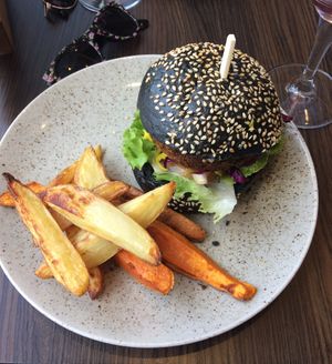 Chickpea burger at Bistro Maha in Ljubljana