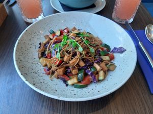 soy noodles with vegetables at Bistro Maha in Ljubljana