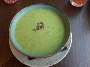 a could cucumber soup at Bistro Maha in Ljubljana